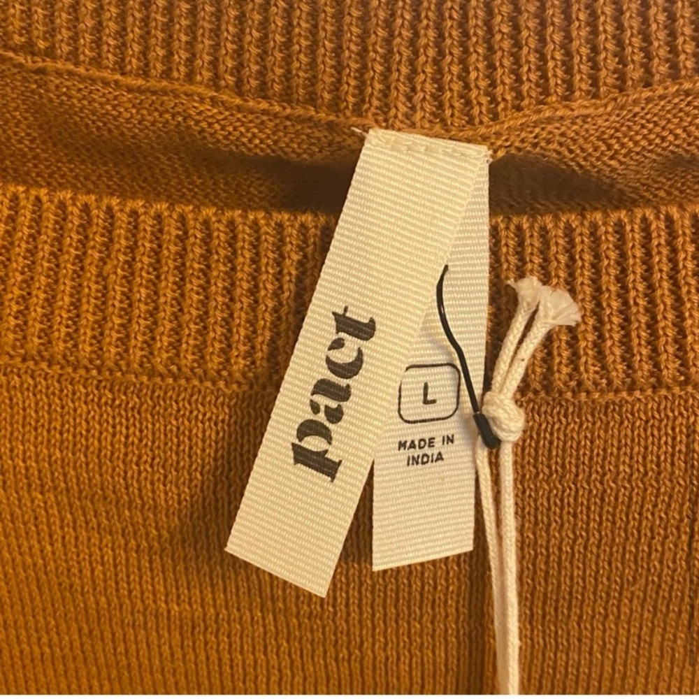 PACT SZ LARGE 100% ORGANIC COTTON CLASSIC FINE KNIT SHELL IN WARM SPICE STRIPE - Picture 7 of 13